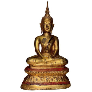 Antiker Lanna-Buddha – 18./19. Jahrhundert – Feuervergoldete Bronze – 26 cm / 2 kg – Museumsqualität