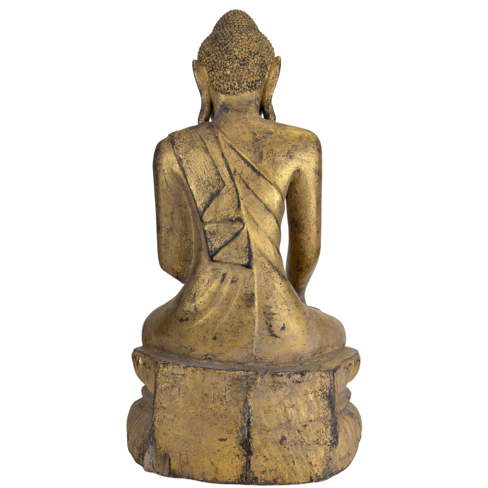 Antiker Buddha aus Myanmar auf einem doppelten Lotussockel