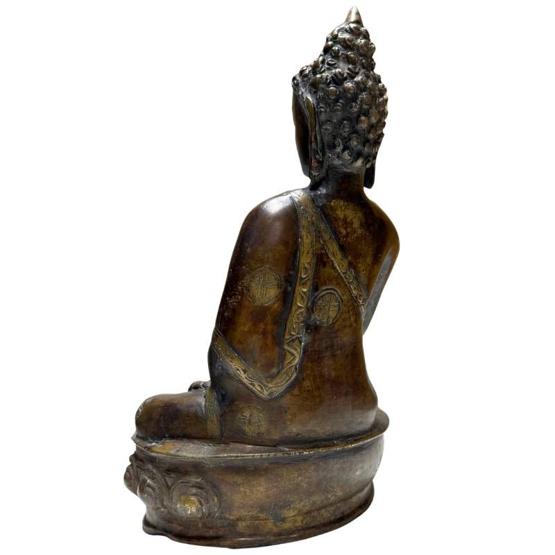 Sitzender antiker nepalesischer Buddha aus Bronze mit harmonischer Form