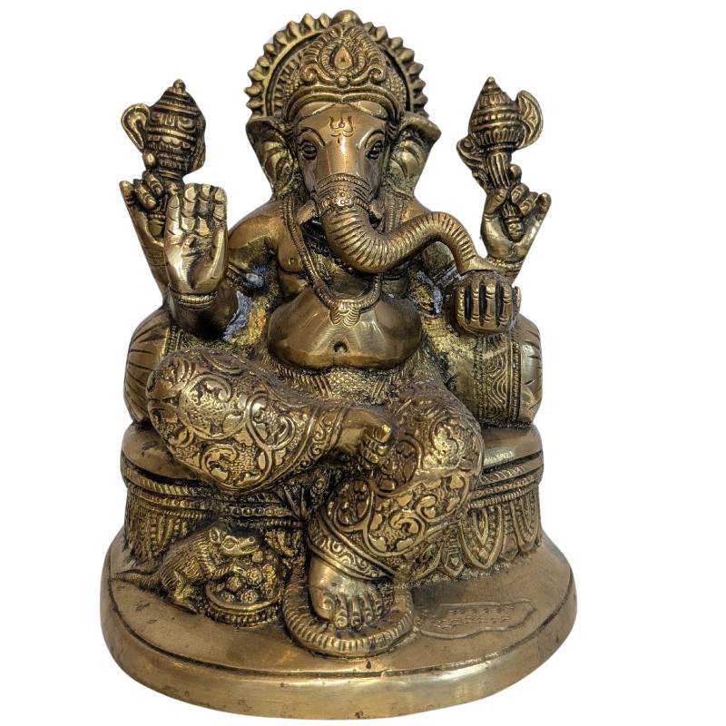Nepalesischer Ganesha des 19. Jahrhunderts aus schwer gegossener Kupferlegierung