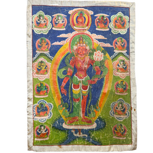 Antike Rote Tara Thangka aus Nepal – Newar Paubha des 19. Jahrhunderts – 120 cm