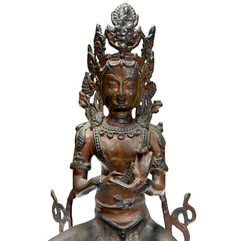 Himalaya-Tara-Statue aus Bronze-Kupfer-Legierung mit alter Patina