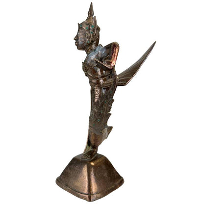 Antike thailändische Kinnara aus 1,1 kg massiv gegossener Bronze.