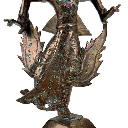 Antike Thai Kinnara mit original vergoldeten Quecksilber-Details.