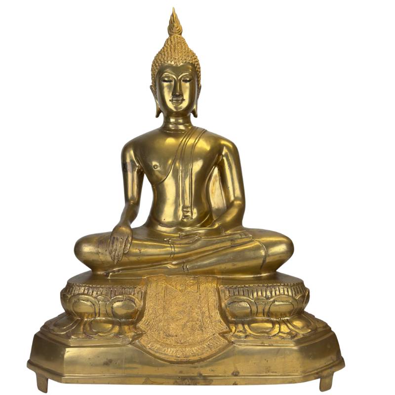 Antiker thailändischer Buddha aus der Zeit von Rama V. mit authentischer Feuervergoldung.