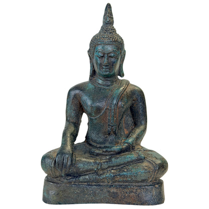 Antiker thailändischer Bronze-Buddha im Sukhothai-Stil, Ayutthaya 17.–18. Jh. – Vorderansicht