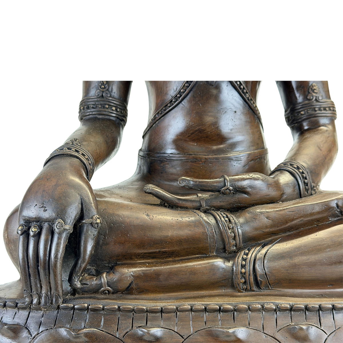 Detail of the right hand in Bhumisparsha mudra