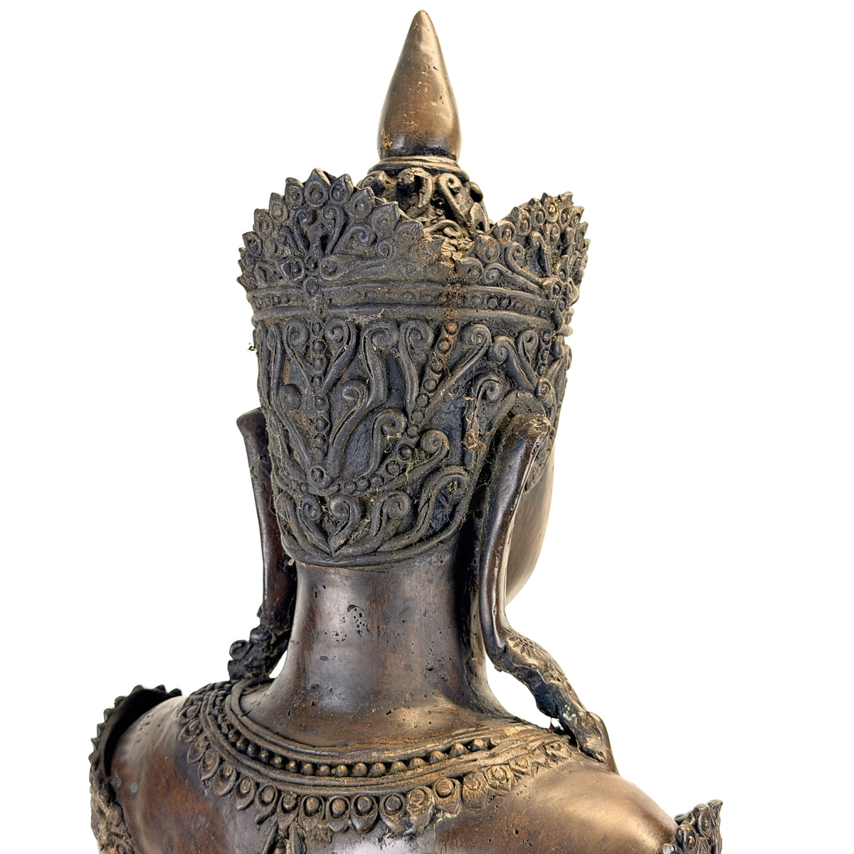 Back of the crown and headdress of the antique Thai Rattanakosin Buddha