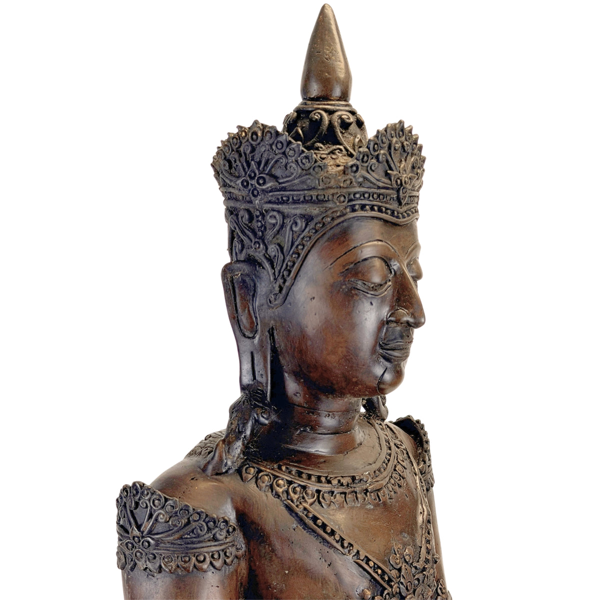 Side view of the richly decorated crown of the Rattanakosin Buddha