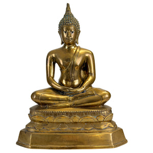Vergoldeter Shakyamuni Buddha mit eingelegten Augen, Thailand, 19. Jahrhundert