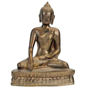 Sitzender tibetischer Buddha aus dem 19. Jahrhundert mit außergewöhnlicher Alterspatina
