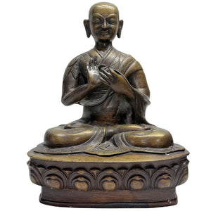 Antike tibetische Lama-Figur aus Bronze auf Lotussockel – Los 466
