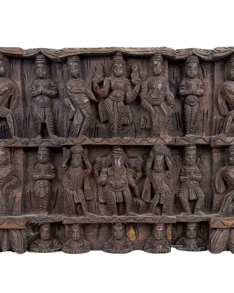 Antik handgeschnitzter hinduistischer Tempelfries mit Ganesha – Wandkunst