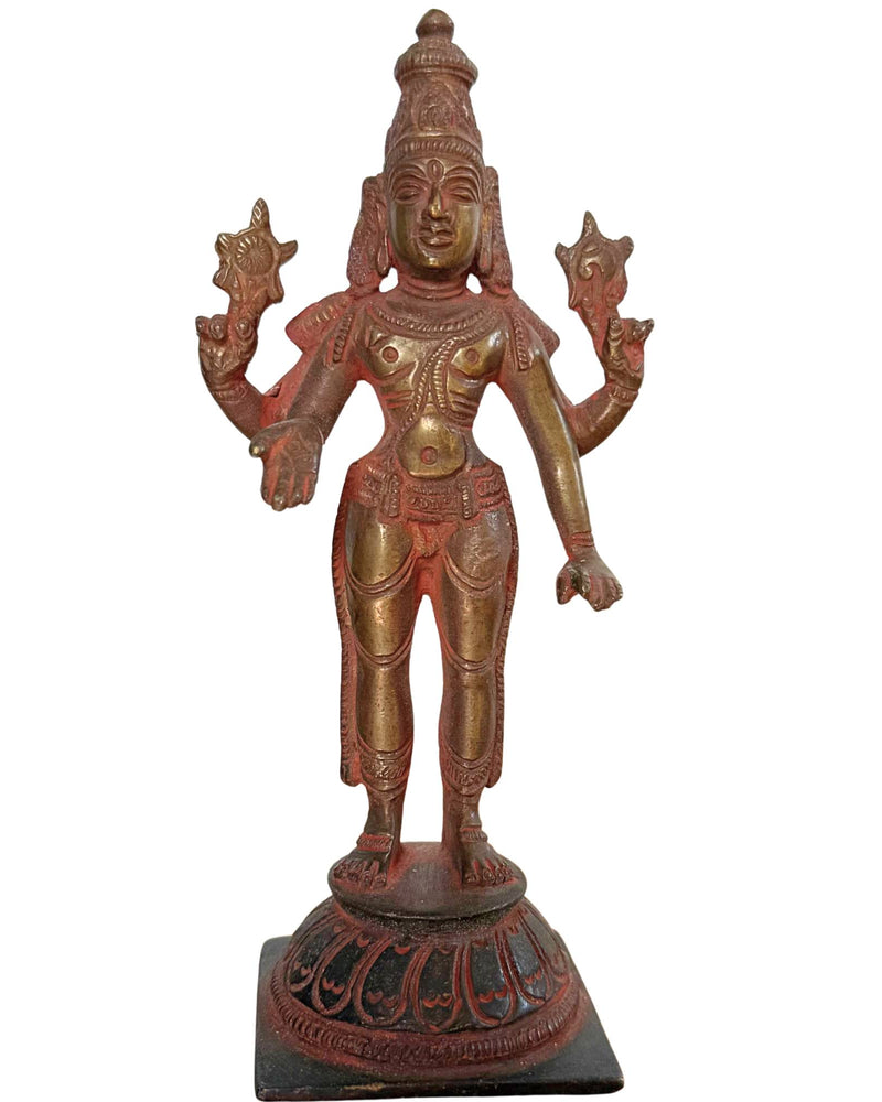 Vergoldete Vishnu-Bronze aus dem 19. Jahrhundert – Nepal Himalaya-Kunst