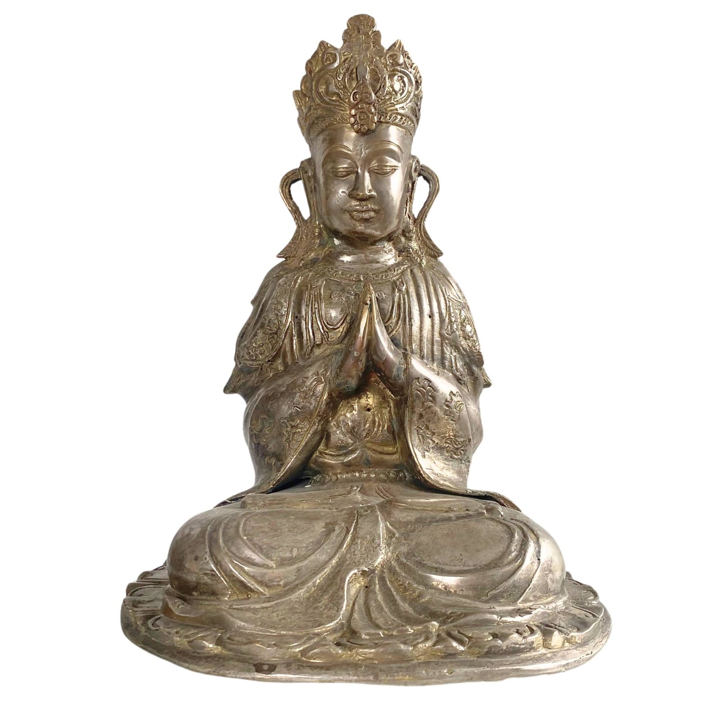 Antiker, feuervergoldeter Bodhisattva aus Ladakh, 18. Jahrhundert (ca. 1750-1770).