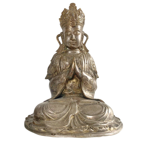 Antiker, feuervergoldeter Bodhisattva aus Ladakh, 18. Jahrhundert (ca. 1750-1770).