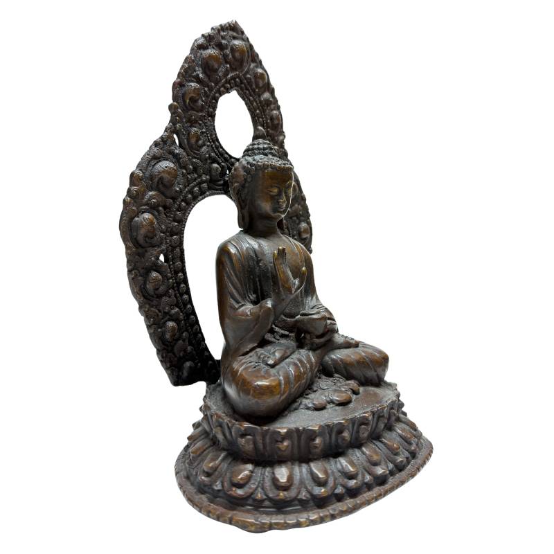 Antike Buddha-Statuen aus Bronze aus dem Himalaya mit Meditationsmudra und authentischer Alterung