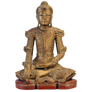 Antiker burmesischer Jambupati-Buddha mit Glasmosaik, um 1900