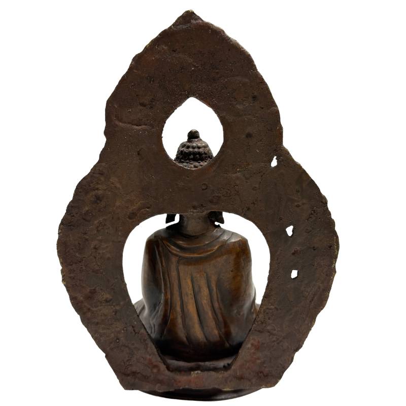 Antikes Buddha-Set aus Bronze aus dem Himalaya mit Dhyana Mudra und natürlicher alter Patina