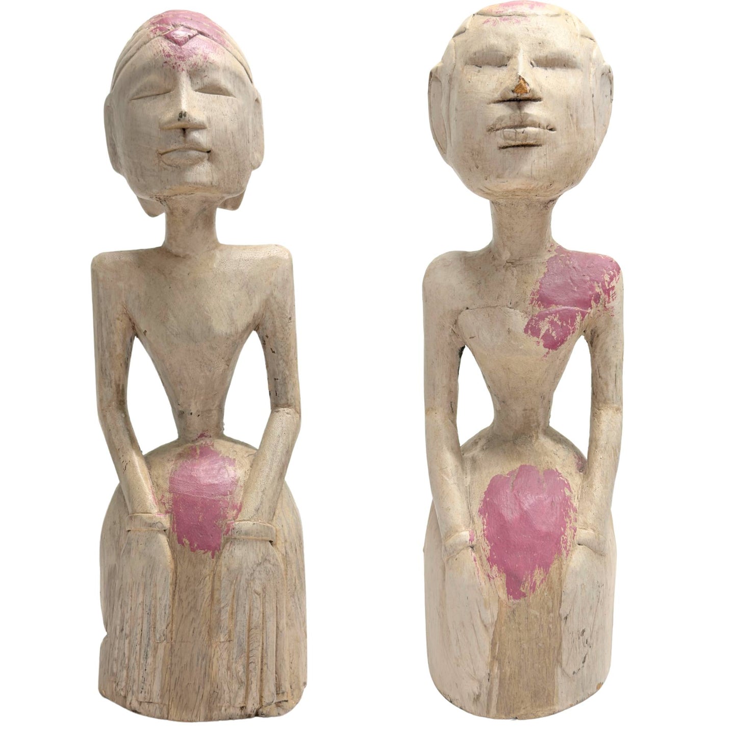 Paar archaischer Ahnenfiguren aus Ostindonesien, animistische Stammesstatuen