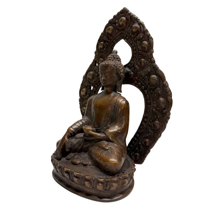 Authentische Buddha-Statuen aus Bronze aus dem Himalaya mit Meditationsmudra und natürlichen Gebrauchsspuren