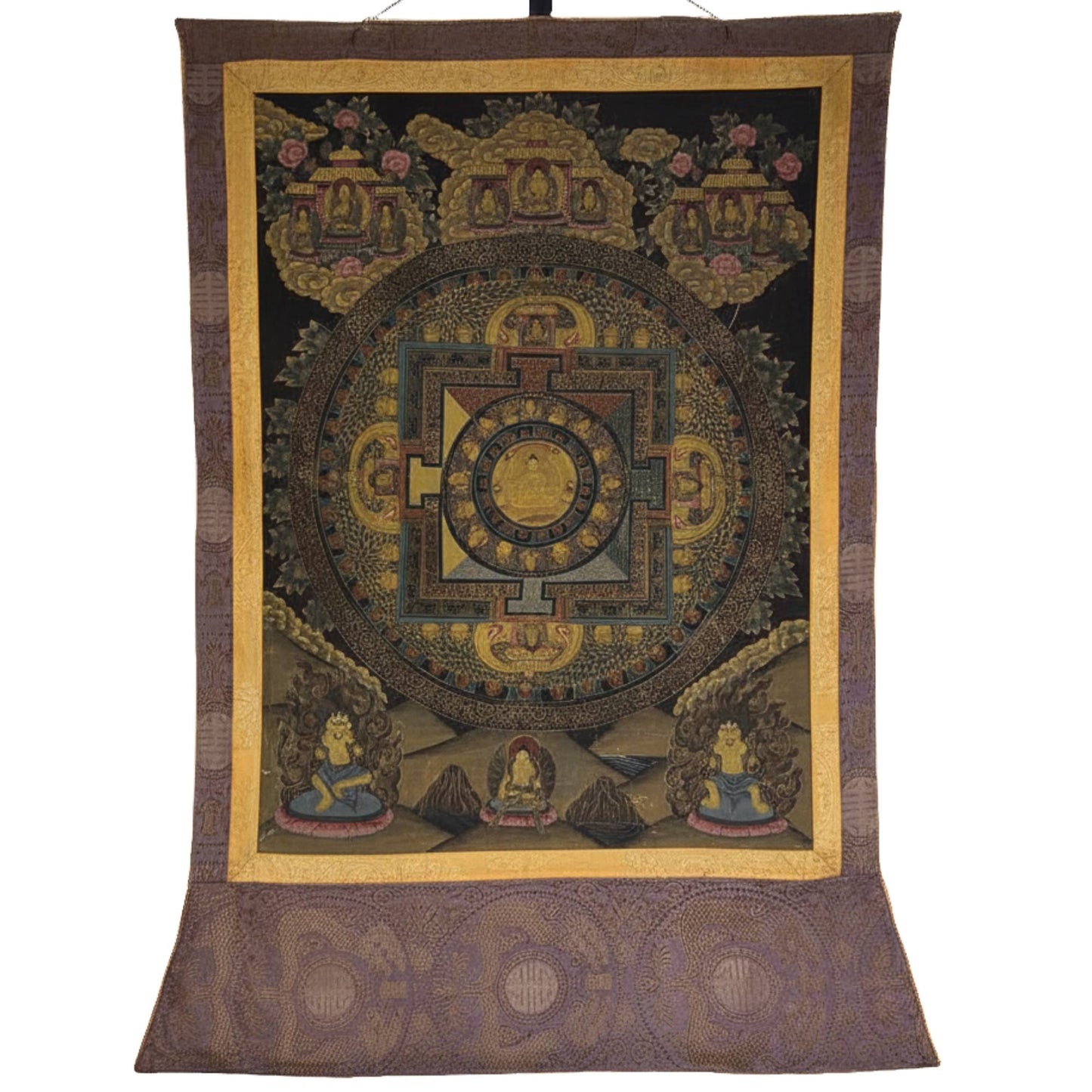 Authentisches Wachssiegel als Ursprungszertifikat auf einem antiken Thangka