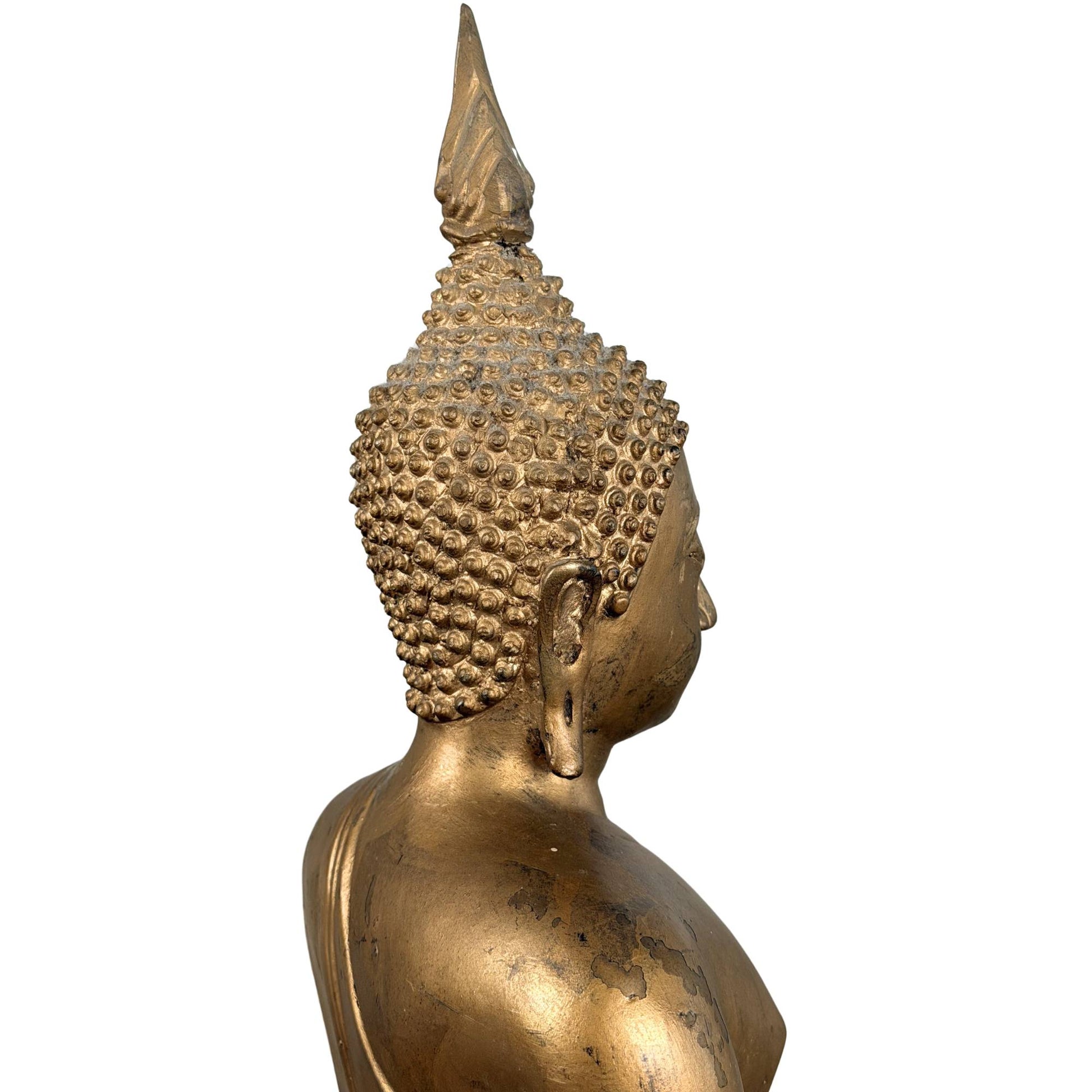 Authentische thailändische Buddha-Statue aus Bronze mit dekorativem Tempel-Anstrich