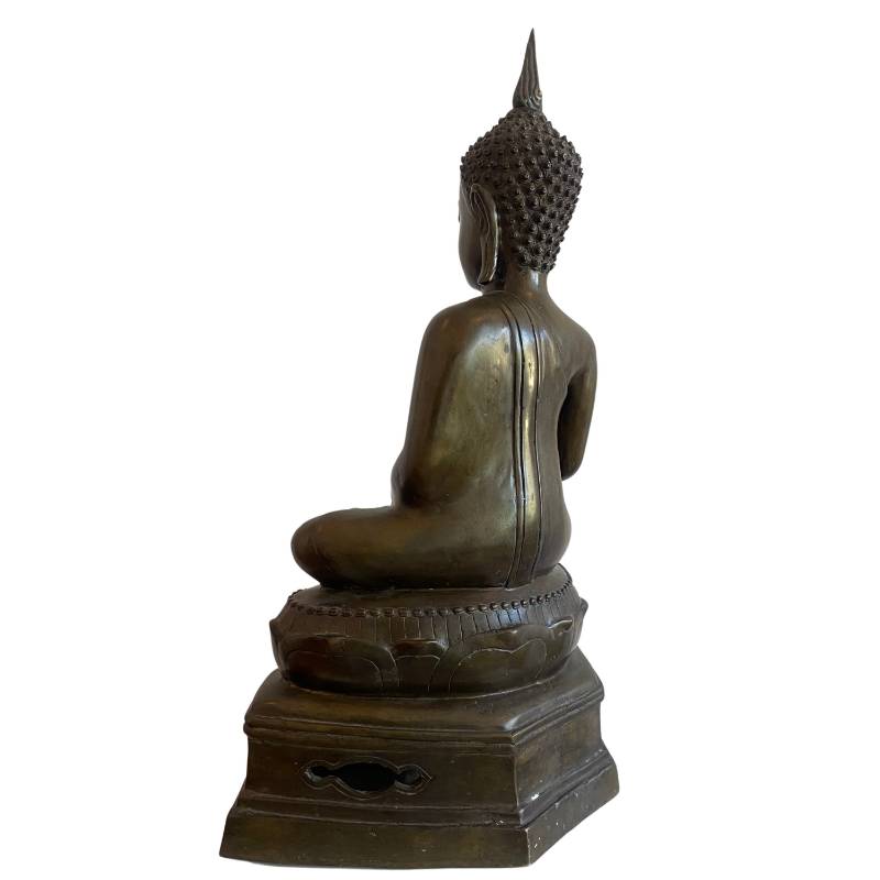 Authentische thailändische Buddha-Statue aus Bronze in Bhumisparsha-Mudra