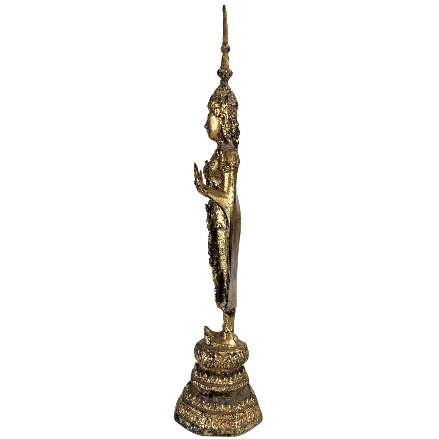Authentische thailändische Tempelstatue aus Bronze, gefertigt in traditioneller Wachsausschmelztechnik