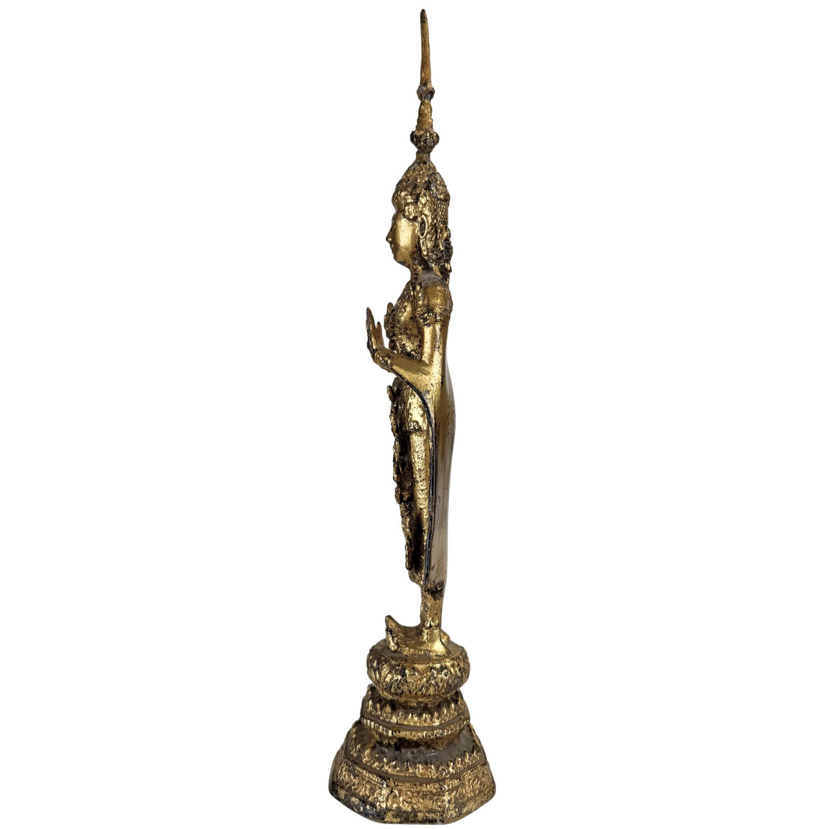 Authentic Thai temple statue in bronze with traditional lost-wax construction