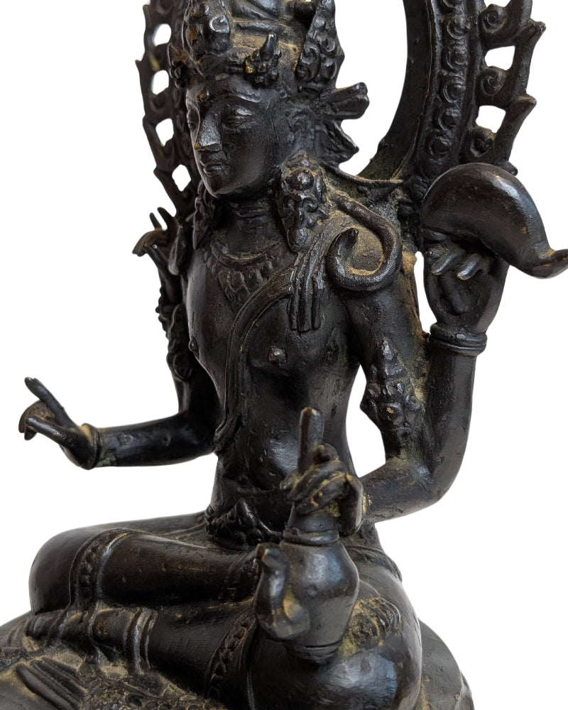 Avalokiteshvara-Bodhisattva in Lotusposition, tibetische Bronze