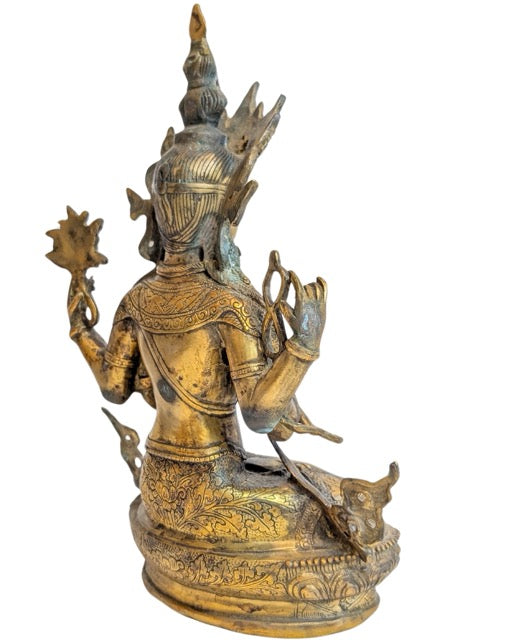 Chenrezig Avalokiteshvara-Statue aus dem Himalaya, vergoldete Bronze