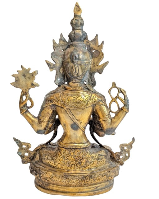 Avalokiteshvara-Statue aus vergoldeter Bronze aus Nepal oder Tibet