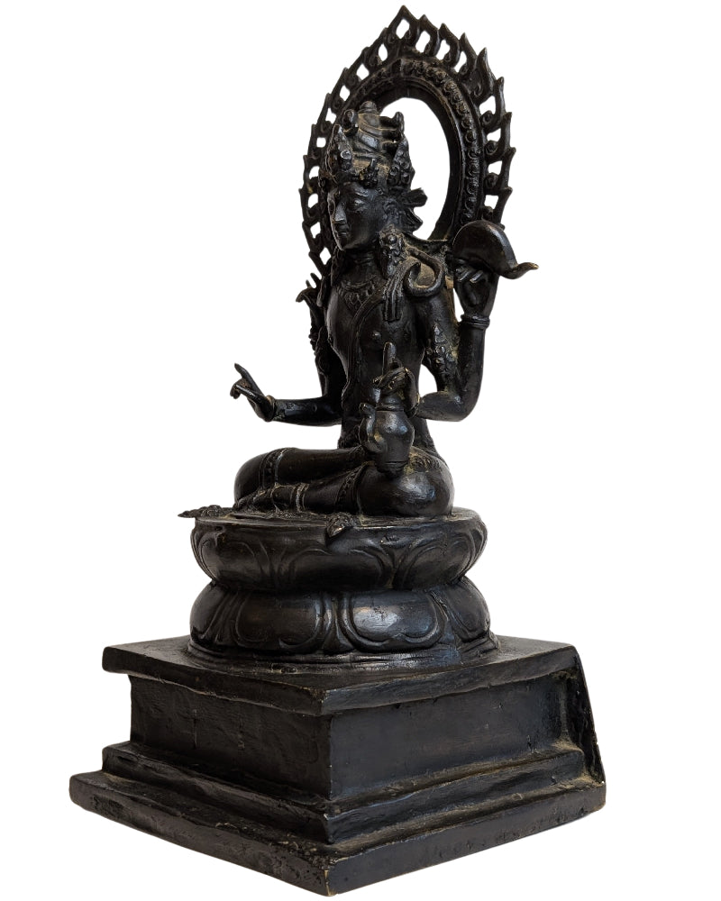 Tibetische Bronzestatue des Avalokiteshvara aus dem 18. bis 19. Jahrhundert