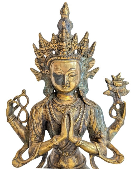 Vierarmige Avalokiteshvara-Statue in der Himalaya-Tradition