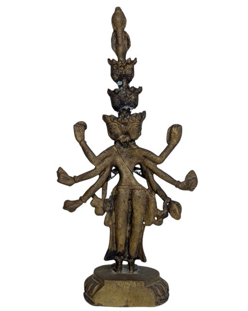 Buddha-Statue von Avalokiteshvara aus feuervergoldeter Bronze, Tibet