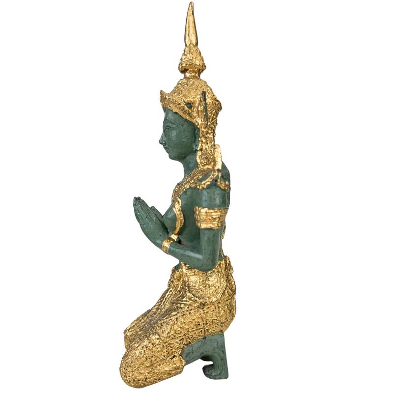 Asiatische Statue eines knienden Paares im thailändischen Stil, Goldpatina