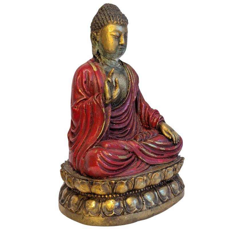 Asiatischer Bronze-Buddha aus dem 19. Jahrhundert in Abhaya-Mudra