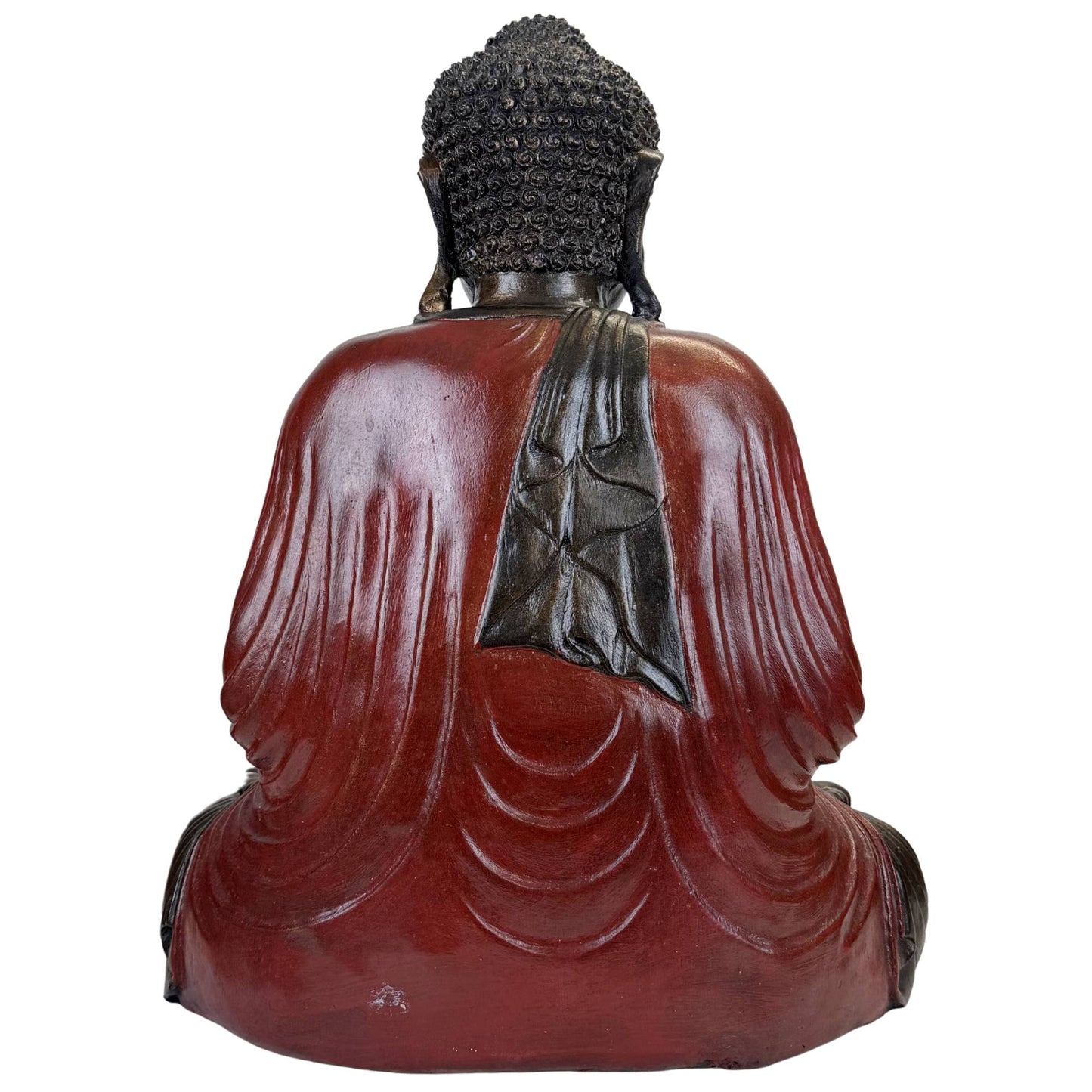 Große asiatische Buddha-Skulptur aus Kunstharz mit feinen Details und meditativer Ausstrahlung