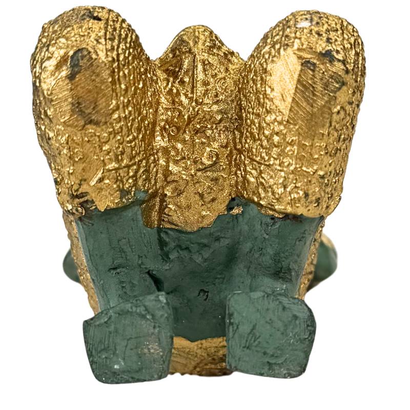 Asiatisches Thepanom-Set mit Figuren in Gold- und Grünpatina