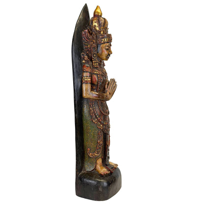 Balinesische Holzfigur mit alter Polychromie und Vergoldung