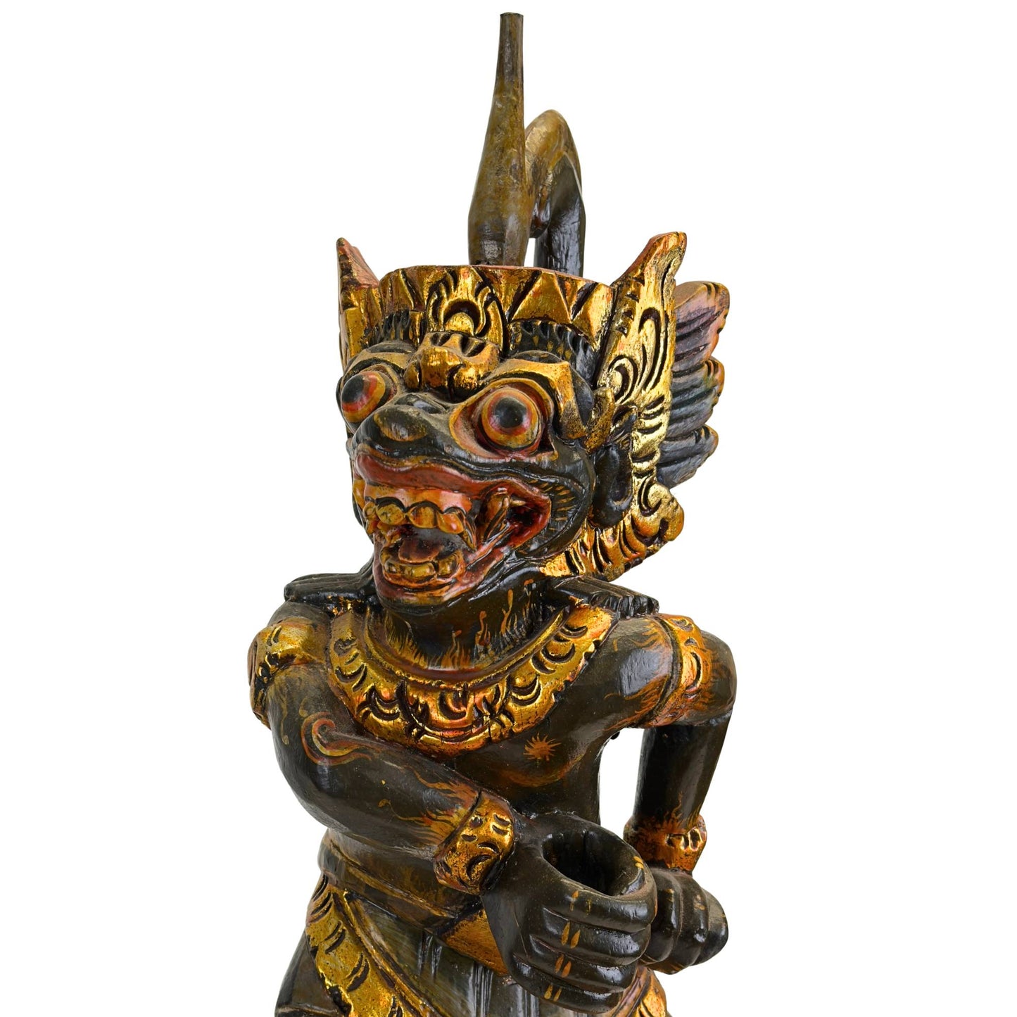 Balinese kerishouder in de vorm van een expressieve beschermfiguur