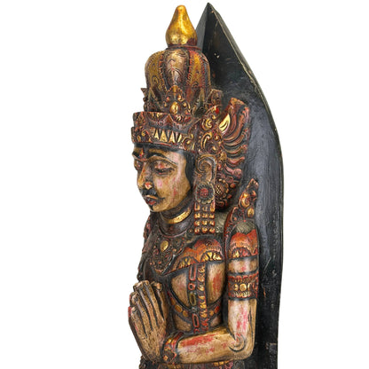 Antike balinesische königliche Figur, handgeschnitzt aus Holz