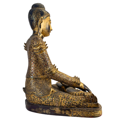Bhumisparsha Mudra auf einer antiken burmesischen Buddha