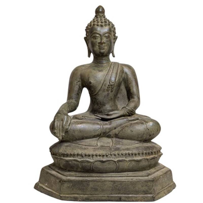 Bronzebuddha aus Burma in Bhumisparsha-Mudra