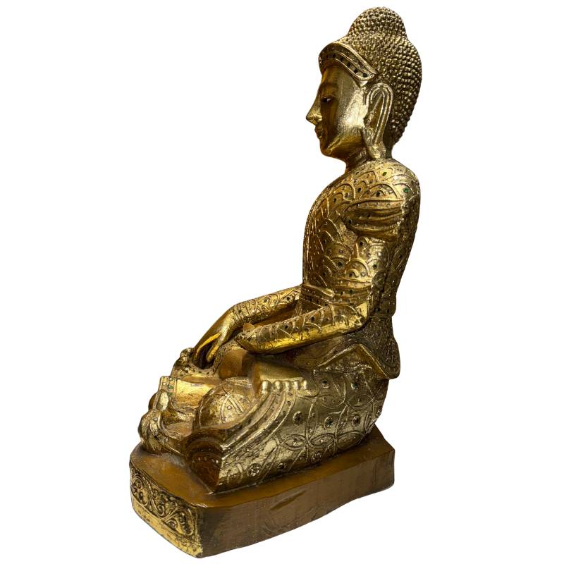 Burmesische Buddha-Statue im Mandalay-Kunststil mit reichhaltigen Details