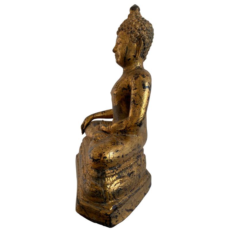Burmesische Buddha-Statue aus Mandalay, Bronze mit Blattgold, 19. Jahrhundert, Los 159