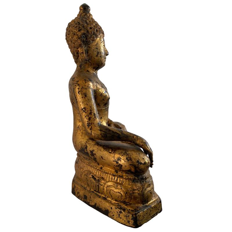 Burmesische Buddha-Statue aus einem Tempel in Mandalay-Tradition, Bronze, 19. Jahrhundert, Los 159