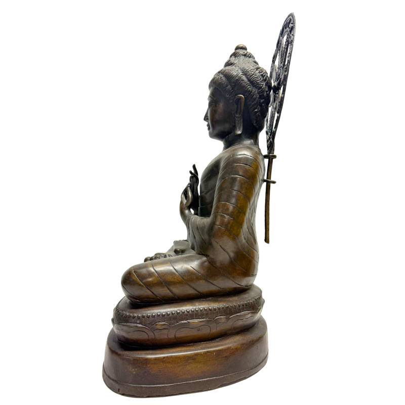 Burmesische Buddha-Dharmachakra-Mudra-Bronzestatue, klassisches Andachtsobjekt, heitere Form
