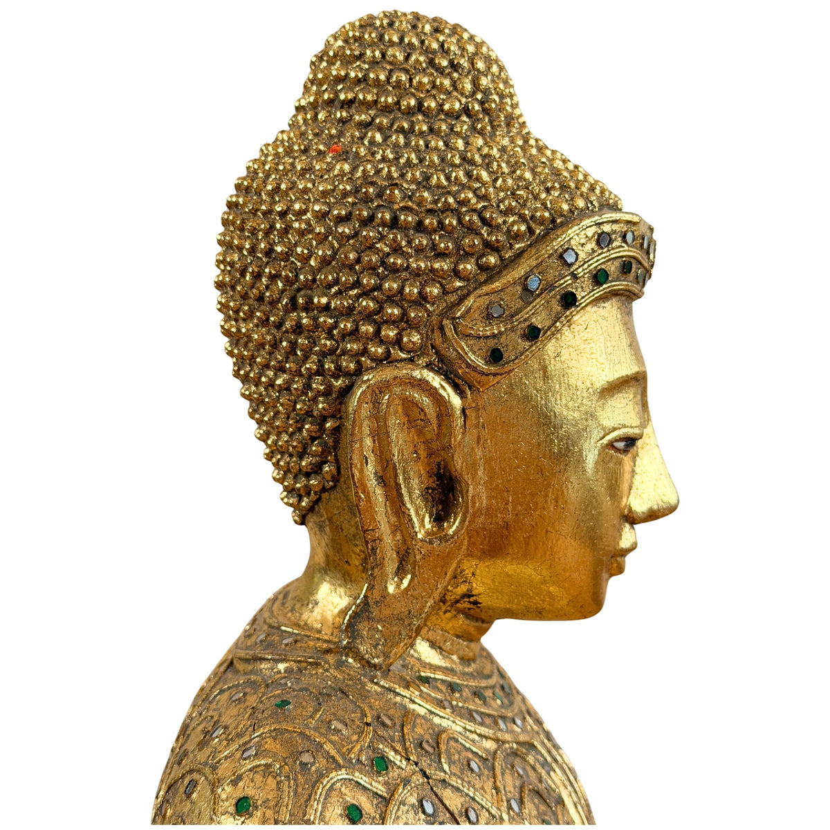 Linkes Profil des vergoldeten Jambupati-Buddha-Kopfes